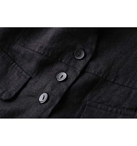 Uatkimi Womens Cotton Linen Vest Casual Loose V Neck Sleeveless Vests Jacket(Black,S) #TOP3