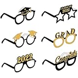 SWYOUN 12PCS Glitter Class Of 2022 Graduation Grad Party Eyeglasses Photo Props Supplies(Black,Gold)