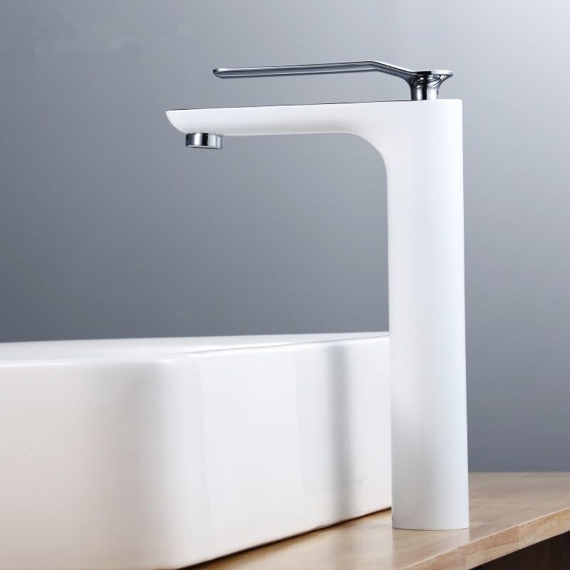 Robinet de salle de bains haut pour vasque à poser design noir et blanc