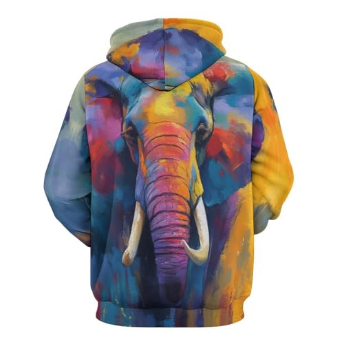 Sweat à capuche homme imprimé éléphant d'Afrique, pull de course et jogging - 4