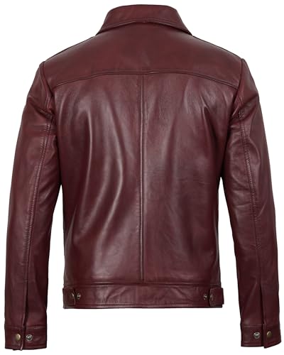Image of fjackets Men's Real Lambskin Leather Jacket - Shirt-Collar Moto Biker Style Year-Round Wear