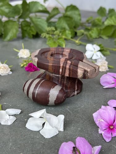 Image of Shivam VASTU AKAL 1.5 inch Original Narmadeshwar Narmada Shivling with 3 inch Narmada Stone Yoni Base Jaladhari (Janeudhari Shivling, Multicolor Damru Jaladhari)