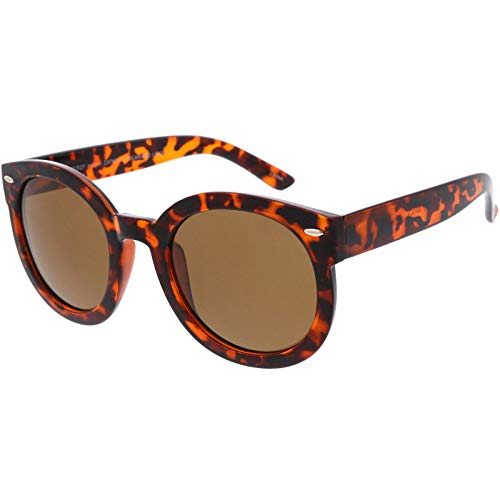 Image of zeroUV - Round Retro Oversized Sunglasses for Women with Colored Mirror and Neutral Lens 53mm
