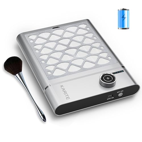 Karite Nail Dust Collector Upgrade Vacuum Dust Collector with Filter & 30pcs Papers 5000RPM Power Suction 6000mAh Rechargeable Dust Collector Nail Tech Cordless for Easy Use and Cleaning