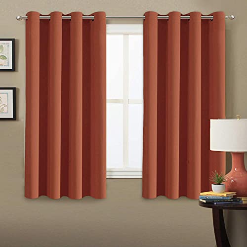 Image of H.VERSAILTEX Blackout Curtain for Living Room Thermal Insulated Window Treatment Curtain Extra Long 54 inch Length Energy Saving Solid Grommet Top Blackout Drape, One Panel, Orange Ochre