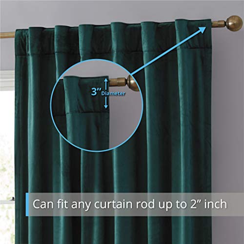 Hlc.me Lopez Velvet Premium Soft Light Filtering Back Tab Rod Pocket Window Treatment Curtain Drapery Panels For Bedroom & Living Room - Set Of 2 Panels (54 X 96 Inches Long, Green) #TOP3