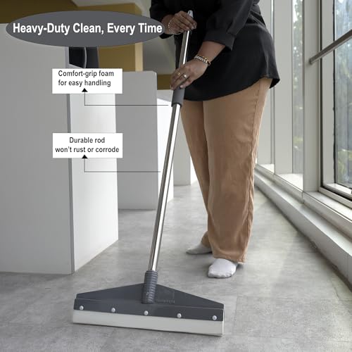 Image of Nayasa Blade Wiper Length 41cm | Heavy Duty Bathroom & Floor Cleaning Wiper with Long Handle Plastic & Rubber Blade | Suitable for Home, Office, Kitchen, Tiles & Wet Floors | Grey