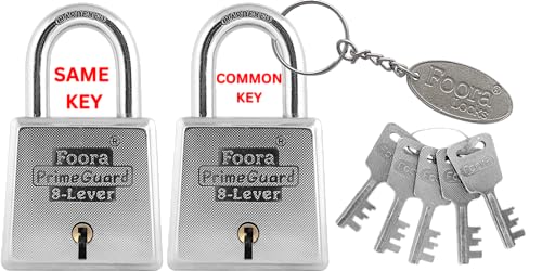 Foora PrimeGuard 60mm Same Key Padlock – Double Locking, Heavy Duty Iron Zinc, 8 Lever Mechanism, Hardened Shackle – Ideal for Door, Gate, Shutter, and Multiple Locks with Same Key (B0CRHN8KSD) Amazon Price History, Amazon Price Tracker