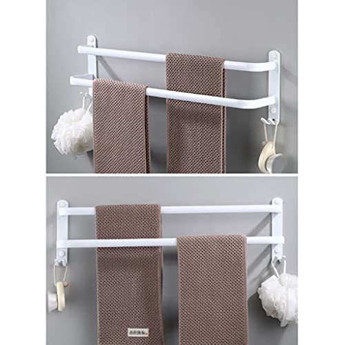 Porte-serviette mural double barre avec crochets intégrés