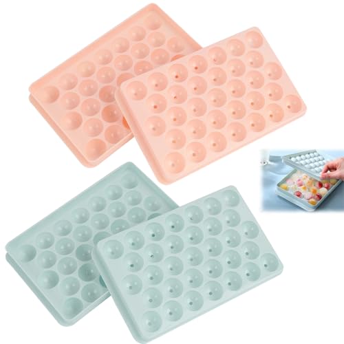 2 PCS Round Ice Cube Moulds with Lid - Ball Mould, Circle Silicone Round Ice Ball Maker for Whiskey, Cocktails & Soft Drinks - Easy Release & No-Spill Design, for Home and Bar Use