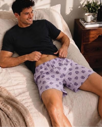 Image of Men's Cotton Boxers | Comfortable Printed Boxer Shorts for Men | Soft Breathable Lounge Boxers | Elastic Waist Relaxed Fit | Men's Sleepwear & Home Wear Boxer Shorts