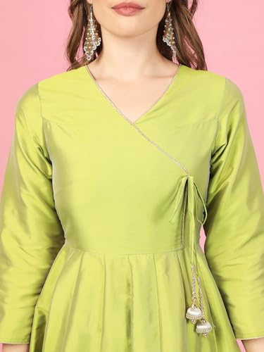 Image of A.T.U.N. (ALL THINGS UBER NICE) Cotton Women Anarkali Paneled Kurta With Palazzos & Dupatta