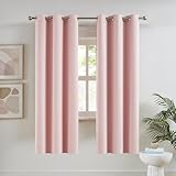 DUALIFE Baby Pink Curtains Blackout 63 Inch Length - Rose Blush Curtains for Nursery Thermal Insulated Room Darkening Curtain Panel Pair with Grommet Top 42 x 63 Inches Long, 2 Panels