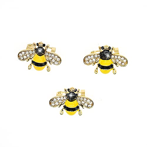 3 Pack Cute Bee Brooch Pin Set Enamel Crystal Animal Lapel Brooches Novelty Funny Pins Badges for Women Girls Boys Clothing Bags Backpacks Jackets Hat