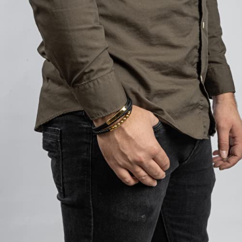 Image of SERASAR Premium Leather Bracelet Men | Stainless Steel Magnetic Clasp | Three Colors | Jewelry Box Included