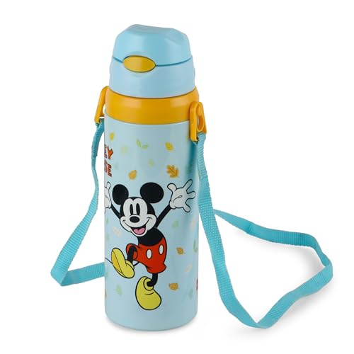 Image of CELLO Kidzbee Autumn 400 Kids Water Bottle | Inner Steel Outer Plastic | Bottle for kids | 3D touch and feel design | Mickey Mouse | Hot & Cold Bottle| Light Blue | 400ml