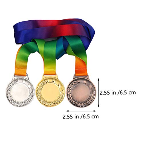 Toyvian Medalhas de prêmio de metal com fita de pescoço de bronze prata dourada estilo olímpico ferr