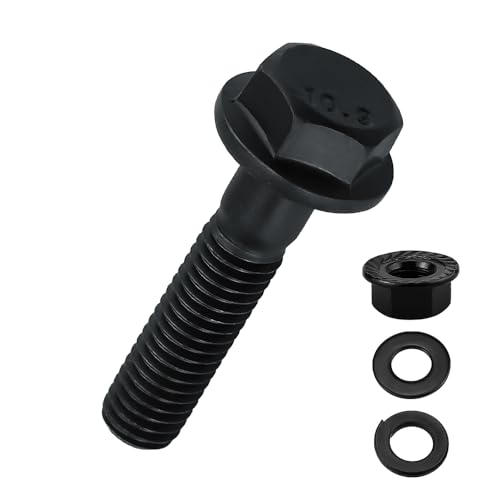 Image of 4-Sets M12-1.75 x 60mm Grade 10.9 Flange Hex Bolts + Flange Nut + Flat Washer + Lock Washer Combo Pack, Black Oxide, for Automotive & Machinery