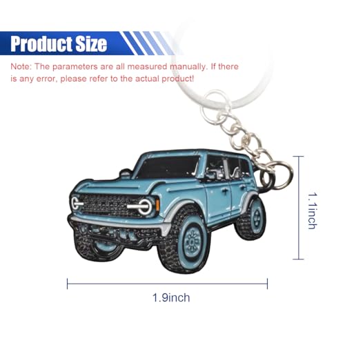 Image of LAINLOY Bronco Car Keychain, Car Fob Cover Cool Mods Accessories, 4-Door Auto Key Fob Holder Compatible with Bronco 2021 2022 2023 (Blue)