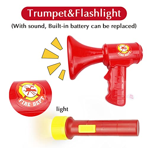 Redcrab Firefighter Costume Set For Kids - 12Pcs Fire Chief Toddler Dress Up Set With Function Parts For Boys And Girls-Red Firemen Uniform For Chirldren #TOP4