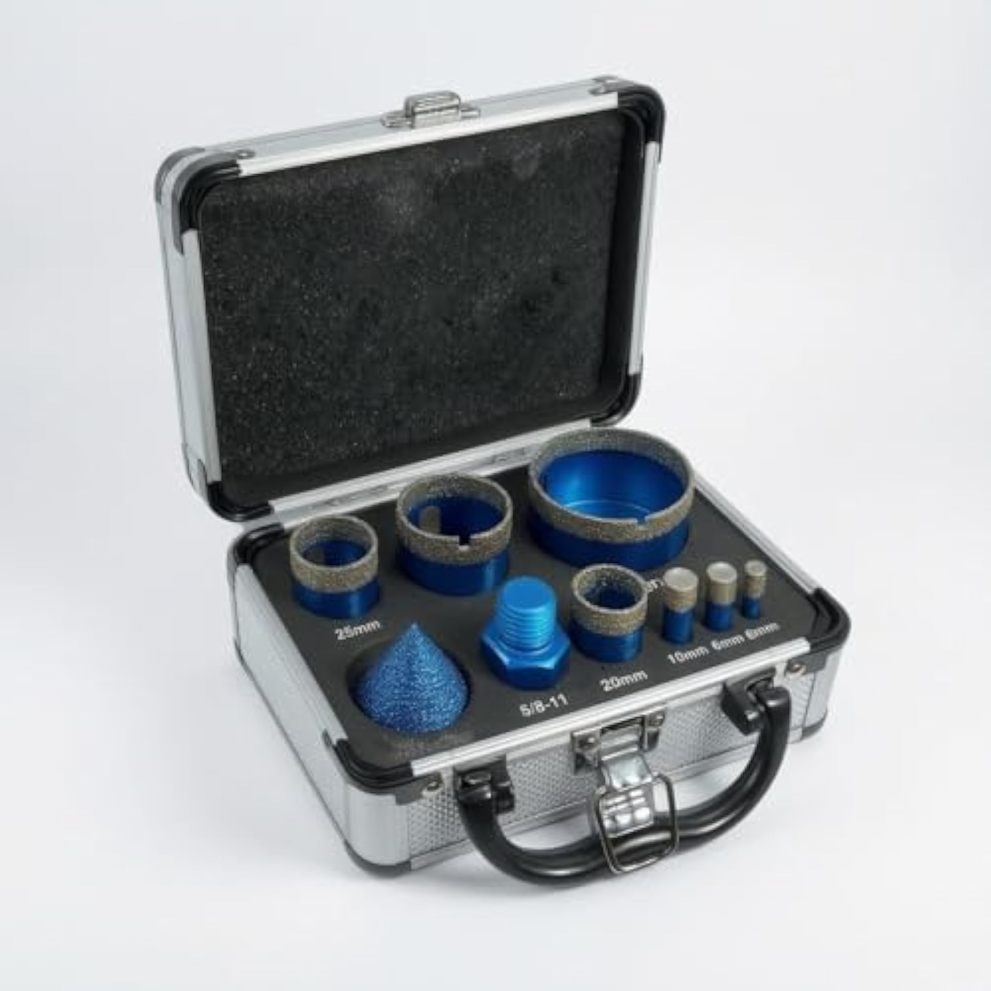 9 Pieces Diamond Hole Saw Set, Metal Case Included