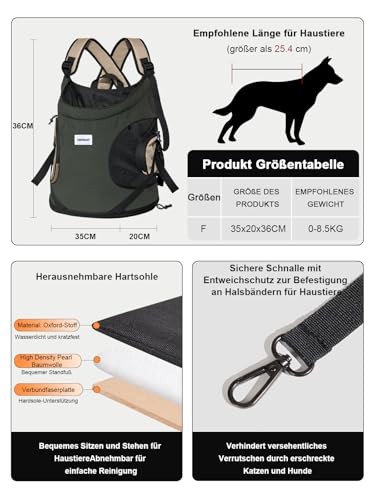 Hundetragerucksack，Hund Tragetasche für Kleine Mittelgroße Hunde und Katzen，Hunderucksack bis 8.5kg，Atmungsaktiv und Bequem Haustier ，Tragbar Reisetasche mit Hiking Travel Outdoors，Dunkelgrau