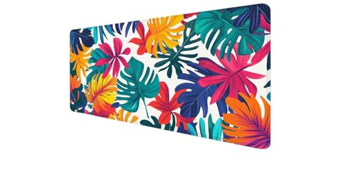 Tapis de souris XXL 1000x400x3 mm motif feuille avec bords cousus et base antidérapante