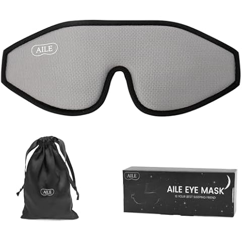 AILE Eye Mask, Sleep Eye mask for Back and Side Sleepers, 100% Light-Blocking Sleep Eye mask, Zero Eye Pressure, Manta Sleep mask, Breathable Soft Eye mask,Adjustable Strap Eye Mask for Travel(Brown) Cover