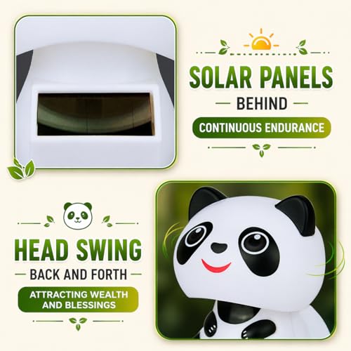 Image of CraftVatika Home Decoration Items for Living Room, Solar Powered Panda Moving Head Up & Down Feng Shui Items for Good Luck, Home Decor Items, Car Dashboard Office Desk, Birthday Gifts for Women Man