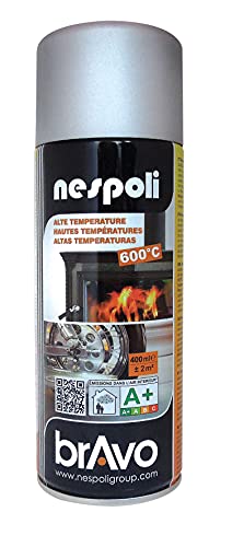 Nespoli Pintura en Spray, Para Altas Temperaturas, Color Plata, 400 ml, Acabado Profesional