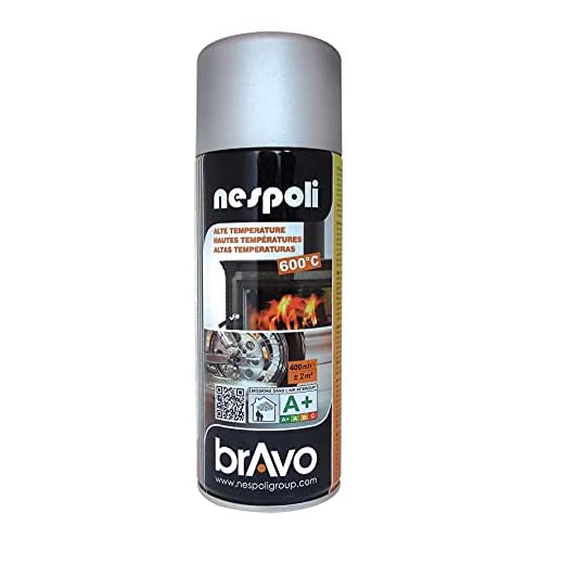 Nespoli Pintura en Spray, Para Altas Temperaturas, Color Plata, 400 ml, Acabado Profesional
