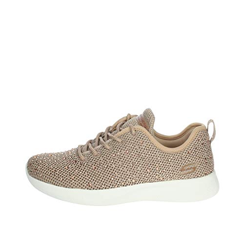 Skechers Bobs Squad 2-Bow Beauty - Zapatillas Deportivas Para Mujer Con Diseño De Estrases Zapatillas Con Cordones Y Empeine En Punto Con Estrases., Rosa (Rose Gold), 38 EU