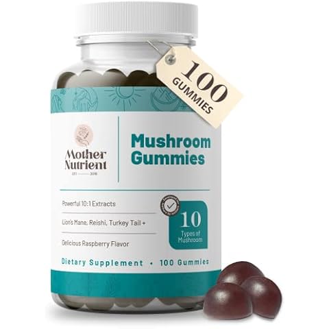 Mother Nutrient Mushroom Supplement Gummies- Pure Extract Mushrooms - Chaga, Reishi, Cordyceps & Lion's Mane - 50 Day Supply Chewable Gummies (100 pcs) Cover