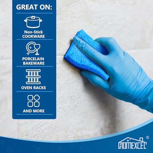 Image of HOMEXCEL Sponges Kitchen 24pcs Non-Scratch for Dishes, Blue Scrub Cleaning Sponge for Non-Coated Cookware, Dishes, Pots, Pans, Dual Sided Dish Sponge for Kitchen, Household, Bathroom