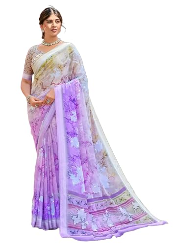 Sari décontracté imprimé fantaisie femme vêtement traditionnel léger 15178
