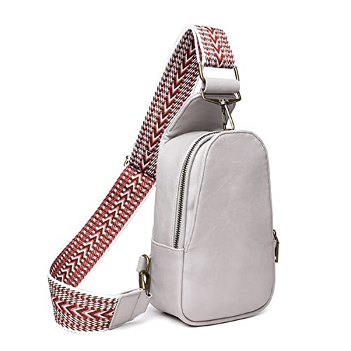 Riñonera cruzada para mujer, de piel, casual, a la moda, para viajes, deporte, para mujer, Gris bohemio, S, Bolso bandolera