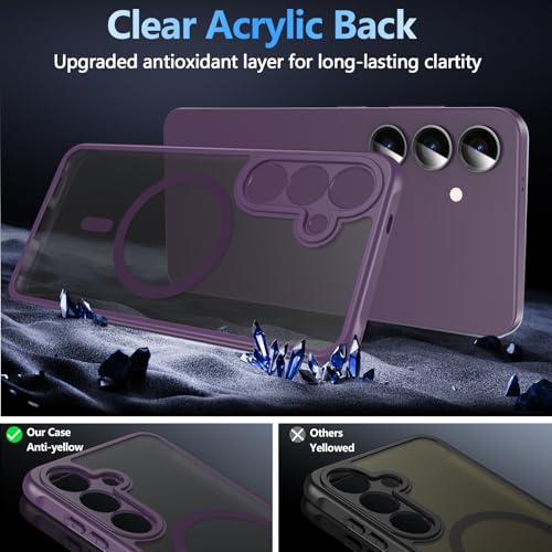 Image of OWKEY Magnetic for Samsung S25 Case, Samsung Galaxy S25 5G Magsafe Case with Screen Protector Protective Shockproof Rugged Military Grade Drop Protection Phone Case for Samsung Galaxy S25 (Purple)