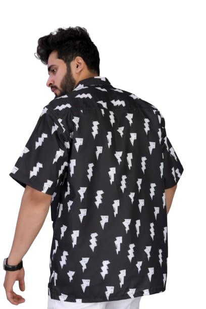 Image of Half Sleeve Relaxed Fit Men's Casual Shirt | Cotton Blend Oversized Shirts for Men Loose fit | Oversized Printed Shirts for Men | Men's Half Sleeve Relaxed Fit Shirt Fashion