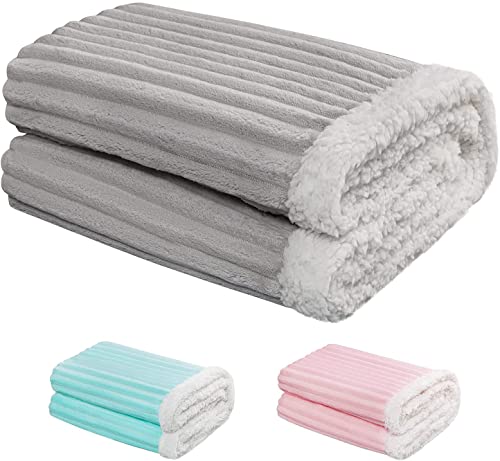 Image of Baby Blanket for Girls and Boys - 30”x40” Pearl Grey - Fleece with Sherpa Back - Toddler Blankets - Kids Throw - Newborn Blankets - Soft Lightweight Fleece for Bed