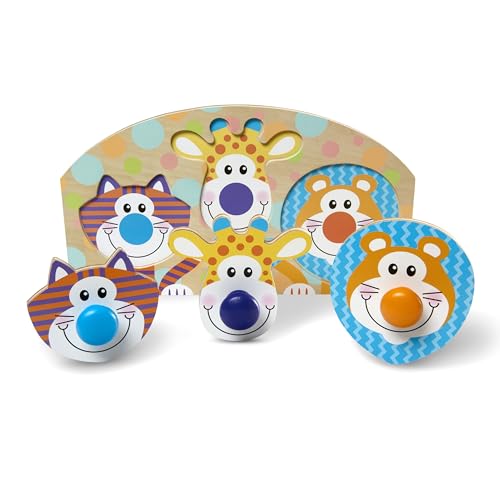 Melissa & Doug First Play Wooden Jumbo Knob Safari Animal Puzzle (3 pcs) Large Puzzles for Babies and Toddlers Ages 1+ - image 4
