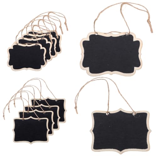 Andibro 10Pcs Blackboard Decanter Tag Mini Wooden Chalkboard Signs with Hanging String Customizable Message Labels for Wedding Party Wine Bottle Decor