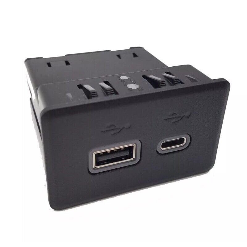 1 x Car Universal USB and USB-C Ports Receptacle Black Fit for 2019-2022 Cadillac Escalade XT4 for Chevy Silverado Suburban Tahoe Fit for GMC Sierra Yukon 13529873 13540938 13512381 13558185 13536384