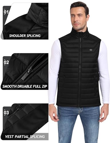 MoFiz Men's Vest Lined Puffer Vest Sleeveless Mock Neck Down Jacket Running Vest Travel Winter windbreak Coat2