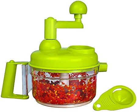 Cambom Manual Vegetable Cutter Food Processor 8 in 1 - Chopper, Mixer, Blender, Whipper, Egg Separator, Mincer, Grinder, Dicer with Clear Container 1200ml BPA Free
