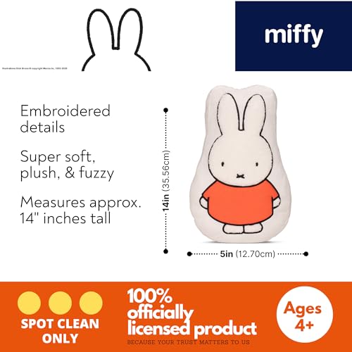 Image of Miffy Bedding Plush Pillow - Soft Plush Throw Pillow for Bedroom Office Decor & Gifts, 14 inch Tall, (100% Officially Licensed Product) by Franco Collectibles