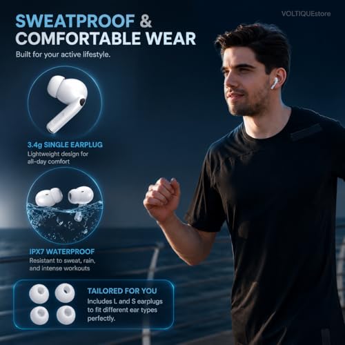 Image of Earbuds Pro 2nd Generation Wireless Earphones with Built-in Microphone, High Bass, Clear Audio, Full Touch Control, Type-C Charging and Wireless Charging Support for iOS and Android