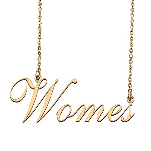 HUAN XUN Custom Personalized Name Necklace in Golden Silver for Women Womes