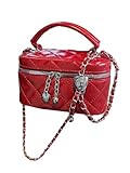RoseSeek Women's Quilted Zipper Crossbody Handbags Y2K Top Handle Small Bucket Bags Designer Satchel Purses Burgundy One Size