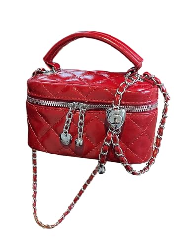 RoseSeek Women's Quilted Zipper Crossbody Handbags Y2K Top Handle Small Bucket Bags Designer Satchel Purses Burgundy One Size