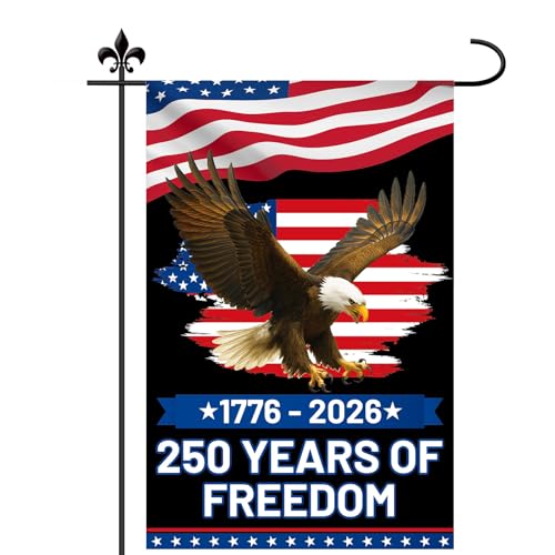 America Garden Anniversary Flag, 45.5x31.5cm/18x12.4in Linen Double-Sided Years USA Patriotic Freedom Garden Flag with Eagle Print for Porch Courtyard Lawn Decor